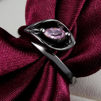 Melns ieroci gredzens ar zaļu, rozā kubikmetru zircon augstas kvalitātes dāvanu rotaslietas mīļotājiem 2016. gadam jauniem romantiskā dizaina gredzens sievietēm
