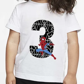 Spiderman Bērnu T-Krekls Dzimšanas dienu Lucky Number Topi Apģērbi Meitenēm Zēniem Vasaras Tērpu Gadījuma Tshirt Labākās Dāvanas Bērniem