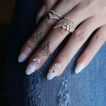 Ombre Viltus nagus Kristāla Pliks Duncis Mandeļu Akrila Viltus Nagu Dāvanu Kastē dizaina Rhinestone Nospiediet uz nagiem