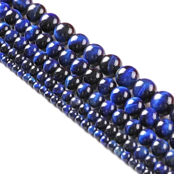 Dabīgā Akmens Pērlītēm Zilā Lapis Lazuli Tiger Eye Agat-Kārta Zaudēt Krelles 4 6 8 10 12 mm Kokskaidu Diy Rotaslietu izgatavošana