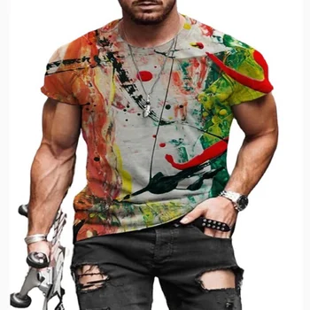 Grafiti mākslas t vīriešu retro-moderns krekls drukas streetwear sporta muskuļu t-krekli ikdienas topi vasarā liela izmēra 6xl T-krekli