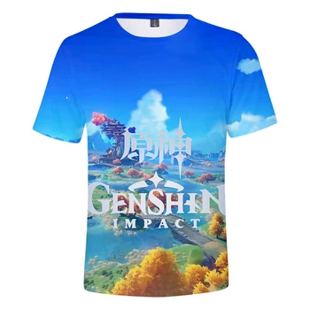 Modes Topi Genshin Ietekmi 3D Drukas Vīrieši Sievietes Tee Krekls Jauns Modes Apģērbu Genshin Ietekmes Vasaras Unisex T-krekls Lielgabarīta