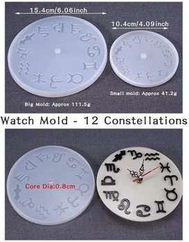 Karstā pārdošanas DIY Arābu lielā 12 Ķīniešu zodiaka kristāla pulksteņa pelējuma kristāla epoksīda silikona rokas pulkstenis pelējuma kulons