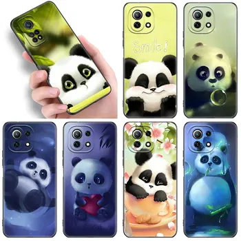 Cute Dzīvnieku Panda Phone Gadījumā Xiaomi Mi 12 12X 11es 11T POCO Pro X3 NFC GT F3 M3 M4 10T Pro A3 11 Lite NE 5G Melns uz Lietu