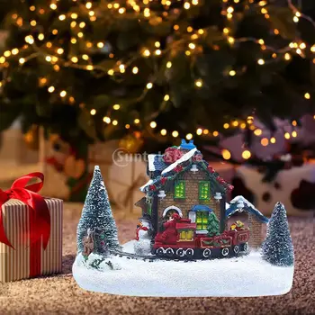 2022 Ziemassvētku Sniega Māju Ciematā LED Gaismas Luminiscentās Rotājumi ar Mūzikas Svētku Eglīšu Festivāls Māja Mājas Dekoru