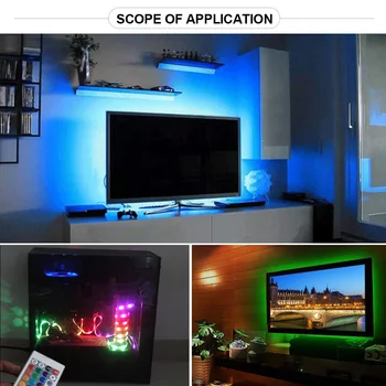 1M 2M 3M 4M 5M RGB TV Apgaismojums LED Sloksnes Gaismas, ar Tālvadības pulti USB 5V, Elastīgu Led Lentes 3528 Gaisma Balta, Silti Balta