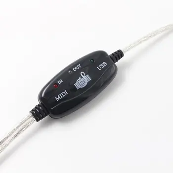 USB MIDI Kabeli Converter Tastatūru ar DATORU, Jaunu 2M Mūziku Tastatūras Vadu USB-OUT, MIDI Interfeiss Black Kabeļa Adapteris