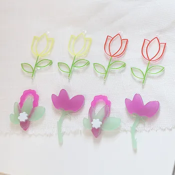 Vasaras stils 30pcs/daudz krāsu drukas karikatūra tulpju ziedi shae akrila krelles diy rotaslietas auskari/apģērbs/matu piederumu