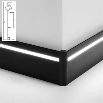 1m Gabalā 50/100mm Alumīnija Profilu Grūti Bārs Gaismas LED Suface Uzstādīts Metāla Baseboard Lampas Sienas Grīdlīstes Lineārās Lampas Kanāls
