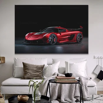 Mūsdienu Mākslas Izdrukāt Plakātu Koenigsegg 2019 Jesko 1600 Ķiršu Sarkanā Izdevums Auto Sienas Attēlu Audekls Gleznošanai Dzīvojamā Istaba Dekori