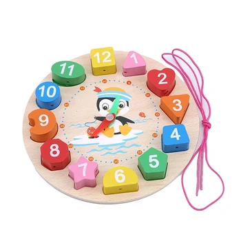 Montessori Karikatūra Dzīvnieku Izglītības Koka Fāzēm Ģeometrija Ciparu Pulkstenis Mīklas Sīkrīkus Matching Pulkstenis, Rotaļlieta Bērniem Dāvanas