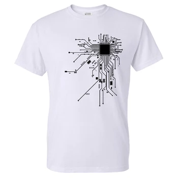 CPU Procesora Shēmas Diagramma T-kreklu apdruka Vīriešu Sieviešu tīrtoņa Krāsu Drukas Streetwear Modes Kokvilnas T krekls, Sporta Gadījuma t-veida Topi Vīrietis
