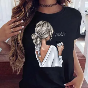 Sieviešu T Krekls Modes Gadījuma Sieviešu Krekls Drukas Zaudēt Sievietēm, O-veida kakla Topi Harajuku 90s Meitenes Kawaii T Krekls korejiešu Stila Apģērbu