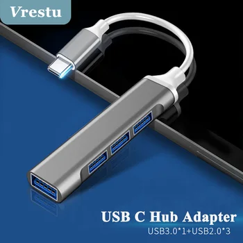 USB Type C HUB 4 Ports USB 3.0 Sadalītājs Ar Micro USB Strāvas Vairākas Ostas ātrgaitas OTG Adapteri Datoru, Portatīvo datoru Piederumi