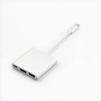 USB3.1 C Tipa HDMI USB3.0 Atbalstu 4 k konversijas līnijas HDMI Adapteris 3in1 Hub Digitālo AV Multiport Adapteris priekš MacBook ipad