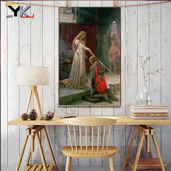 Anglijas Slavenais Gleznotājs Edmunds Blair Leighton Eļļas Glezna uz Audekla Plakāti un Izdrukas Cuadros Sienas Art Attēlus Dzīvojamā Istaba