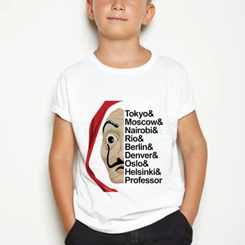 La Casa De Papel t krekls bērniem Harajuku burtiem drukāt Īsām Piedurknēm smieklīgu Naudu Heist Māja Papīra Hip Hop Topi, t-veida