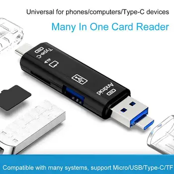 Tipa-c 5-in-1 OTG Karšu Lasītājs USB2.0 Vīriešu MIKRO Vīriešu Tips-C Vīriešu Ātri Lasīt TF Atmiņas Kartes USB Flash Diskiem