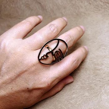 TOTASALLY Atdzist Dobi Cilvēku Sejas un Pirkstu Riņķiem Zelta Metāla Dizaineru Regulējams Pirksta Gredzenu Vintage Minimālisma Rotaslietas Dropship