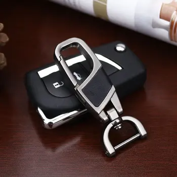 Luksusa Metāla Automašīnu Atslēgu Gredzens Ķēdes Turētājs, Ādas Keyring Keychain Toyota RAV4 Aqua IQ Corolla Vainagu Camry CHR Prius 2019 2020