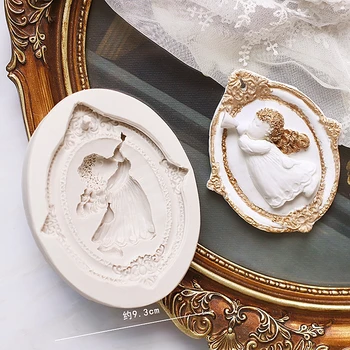 Baroka Retro palīdzības Eņģelis formas Dāma Kūka Pelējuma Pomādes Kūka līdzeklis Virtuves Cepšanas Apdare, Pelējums