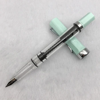 1pc Piparmētru Zaļa Dobi No Klips Fountain Pen 0.38 mm 0.5 mm Nib Studentu Pārredzamu Rakstot Kaligrāfijas Tintes Pildspalvas Skolas Piederumi