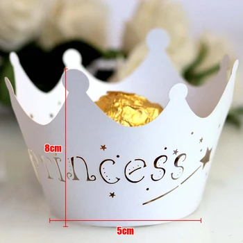 12pcs Princess Crown Cupcake Wrappers Gadījumos Dzimumu Atklāj, Kāzas, Bērnu Dzimšanas dienu Meitene Dušas Puses Kūka Apdare