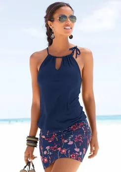 Modes Sievietes Mini Pludmales Apsēju Kleitas Gadījuma Drukāt Bez Piedurknēm, Elegants Salaist Beach Mini Kleita Pludmales Kleita Vestidos Vasaras