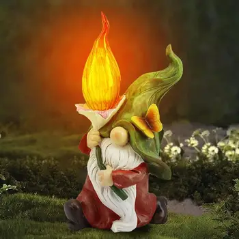 Mini Sveķu Gnome Attēls Skulptūra Ar Saules Laternu Lampas Statuetes Punduris Amatniecības Ainavu Statuja Rotājumu Dārza Rotājumi