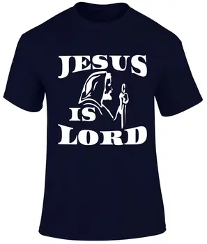 Jaunu Īsām Piedurknēm Vīriešiem, 100 % Kokvilnas t-veida Krekls Vīriešiem Jēzus Ir Kungs pār Visiem Valsts Kunga Kristīgās ticības Vīriešu T Krekls