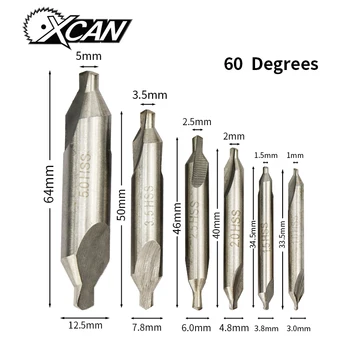 XCAN HSS Kombinētās Centrs, Treniņi 60 Grādu Countersinks Leņķis Bitu Kopumu, 1.0 mm 1,5 mm 2,0 mm 2,5 mm 3,5 mm 5mm Metāla Urbis