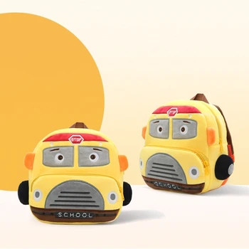 2-4 Gadi Karikatūra Policijas 3D Auto Forma Plīša Mugursomas Zēns Rotaļlietas Bērniem Pleca Bērnudārza Skolas Soma