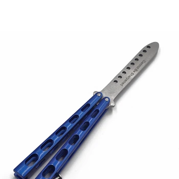 Butterfly Knife tauriņš treneris balisong butterfly knife mācību līdzeklis, saliekamais nazis, kas nav asas pazūd zilā krāsā
