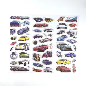 12 Lapas/Set Sacīkšu Auto, Sporta auto Stilā 3D Uzpūsts Burbulis PVC Uzlīmes Bērniem Karikatūra Albums Uzlīmes Zēniem Rotaļlietas Classic