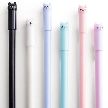 Kawaii Kaķis Melnu Tinti Gēla Pildspalva 0.38 mm Radošo Gudrs Neitrāls Tintes Pildspalvu Bērniem Dāvanu Skolai Biroja Rakstīšanas Piederumi Kancelejas preces