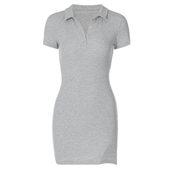 Ir 2021. Sieviešu Mini Polo Krekls, Kleita Aprīkots Mini Kleita Cietā Īsām Piedurknēm Salātu Gadījuma Sievietes Vasaras Kleita