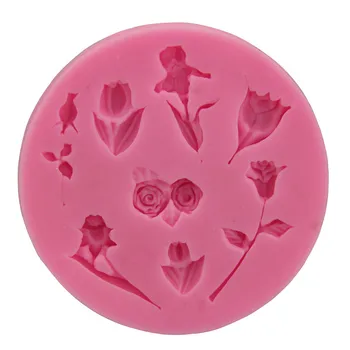 Rožu pušķis silikona kūka pelējuma DIY silikona pomādes cepšanas rīku ledus renes ziepes pelējuma sugarcraft gumpaste pelējuma