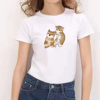 Grafikas 90s Rock Top Lakrosa Sieviešu Jauki Kaķis Vintage T-krekls Modes O Kakla Tshirt Sieviešu T Krekls Sieviete Harajuku
