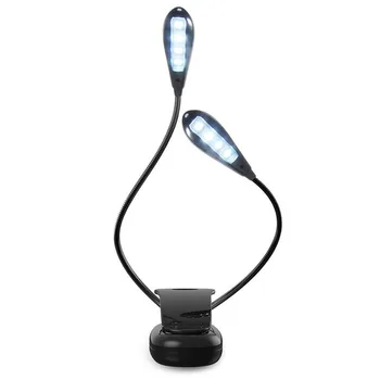 Dubultā Kolonna tabulā lasīšanas gaismas mini LED galda lampa ar Dual Elastīgu Clip-on Arm Acu aizsardzība galda lampa ar LED 8