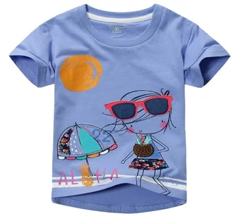 Hooyi Meitene T-Krekli Augstākās Kvalitātes Izšuvumu Bērnu Vasaras T Krekls Meiteņu Drēbes Ar Īsām Piedurknēm Džemperis Tee Krekli, Kokvilna (Tops