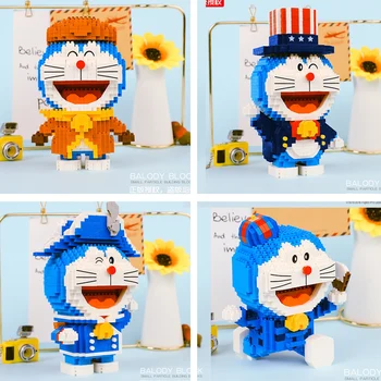 Džinglu kaķis Celtniecības Bloki Anime Modelis Ķieģeļu Rotaļlietas Japāņu Karikatūra Skaitļi Bērniem Dāvanas brinquedos Bērniem Gif