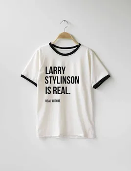 Larry Stylinson Ir Reāla Galā Ar To fashion t krekls Tee Tumblr meitenes, t krekls gadījuma meiteņu topi zvaniķis tees augstas kvalitātes tops