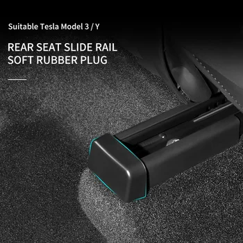 Par Tesla Modelis 3 Modelis Y Aizmugurējā Sēdekļa Slaidu Dzelzceļu Gumijas Plug Aizsardzības Automašīnas Salona Accessorie Anti-Kick Mīkstas Gumijas Aizbāžņi, Vāki