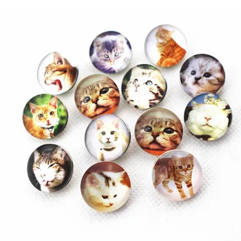 Jaunas dārza dizaina 50gab/daudz kaķu, dzīvnieku Fiksēšanas Poga Print Stikla Snap Piekariņi Fit 18mm DIY Ingvers Snap Aproce Rotaslietas