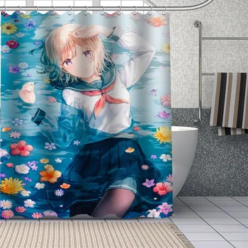 Pasūtījuma Anime Meitene Dušas Aizkari Ūdensnecaurlaidīga Auduma, Auduma Apdare Vannas Istaba Piegādes Mazgājams Vannas Istabas Aizkaru