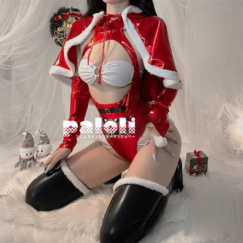 4 GAB. Seksīgā Ziemassvētku Cosplay Kostīmi Atvērt Krūtis Apģērbs Santa Kārdinājumam Backless Bodysuit Sexy Apakšveļa Ziemas Sarkana Uzstādīt Vienotu