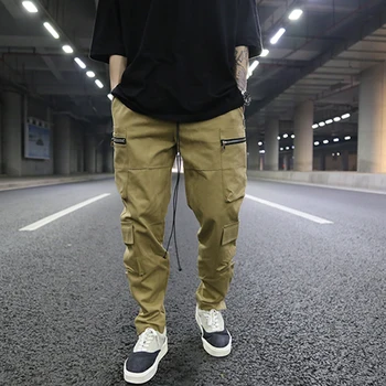 Vīriešu Kabatas Kravas Harēma Bikses Gadījuma Aukliņu Baggy Taktiskā Bikšu Apakšā Pogu Harajuku Streetwear Hip Hop Modes Joggers