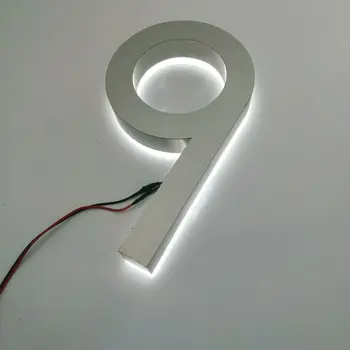 Pasūtījuma āra 3d led gaismas izgaismots nerūsējošā tērauda adrese numuru izgaismotu māju numuri