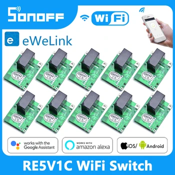 SONOFF RE5V1C Slēdzi, Releju Moduli, Wifi Slēdzis 5V DC Bezvadu Slēdži, Novietojot/Selflock Darba Režīmi APP/Balss/LAN Smart Control