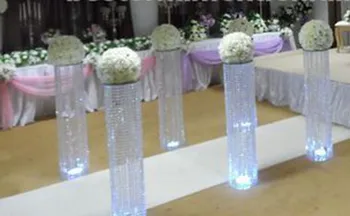 Kāzu dekorēšana Akrila crystal pīlārs eju ceļa vadībā ar led gaismas galda centerpieces mājas kāzu puse